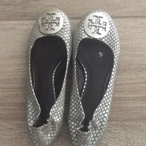 Tory Burch silver flats